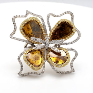6.14ctw Yellow Diamond Slices Floral Dragonfly Ring