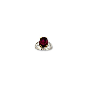 3.28 OVAL RUBY THAILAND HEATED AGL,&  0.34ctw 2HS