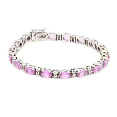14K White Gold Bracelet with Pink Sapphires and Diamonds
