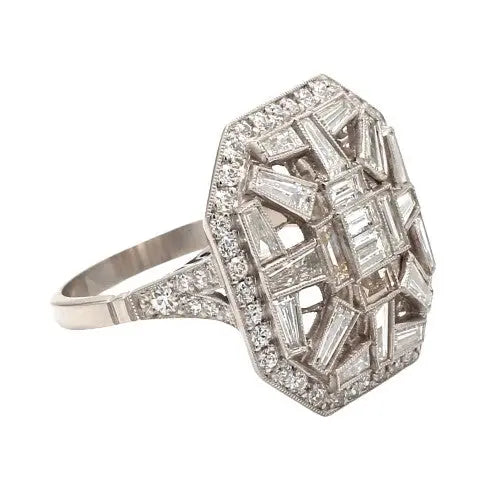Platinum Estate 2.00ct Tapered Baguette Diamond Ring Sz. 7