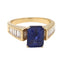 Estate Blue Sapphire & Diamond Platinum Ring Sz. 8.25