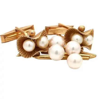 Pearl Studs and Cufflink Set