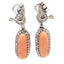 Oval Cabochon Coral and Diamond Earrings