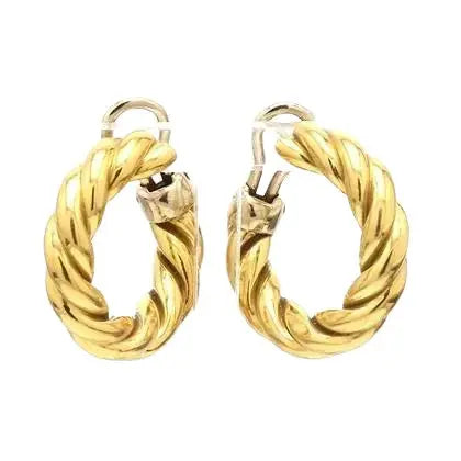 18K Two-Tone Twisted Hoop Earrings
