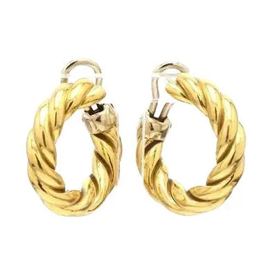 18K Two-Tone Twisted Hoop Earrings