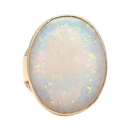 Elegant 14K Yellow Gold Ring with Oval Opal