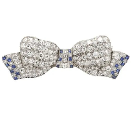 Bow Brooch with French and Euro-Cut Diamonds