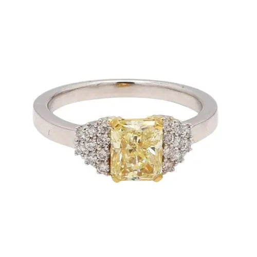 1.44ct Fancy Yellow Diamond and Two-Tone Gold Ring Sz. 6.5