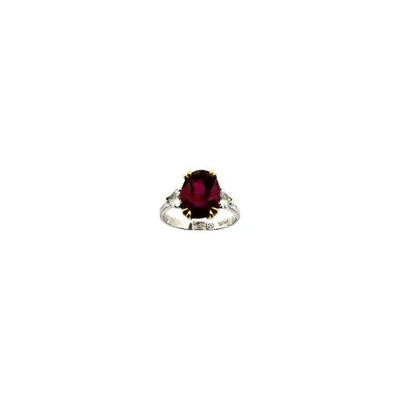 3.28 OVAL RUBY THAILAND HEATED AGL,&  0.34ctw 2HS