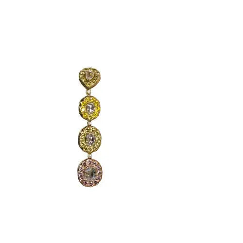 Rose Cut and Fancy Yellow Diamond Drop Earrings