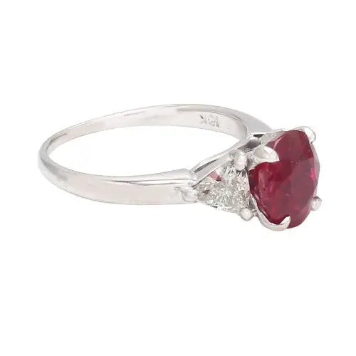 Oval Spinel Ring with Trillion Diamond Accents
