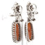 Oval Cabochon Coral and Diamond Earrings