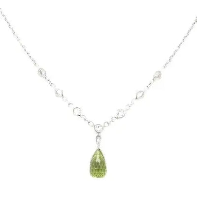 18K White Gold Necklace with Peridot and Diamonds