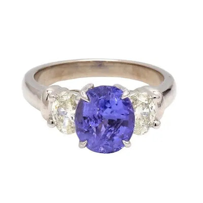 3.02ct Oval Purple-Pink Sapphire and Diamond Ring Sz.7