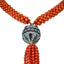 Coral Bead Necklace with Diamond, Emerald & Onyx Accents