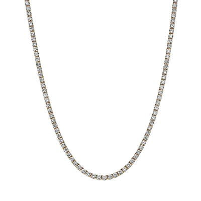 7ctw Round Brilliant Diamond Tennis Necklace White or Yellow Gold 