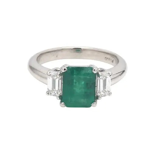 Emerald-Cut Emerald Ring with Diamond Accents