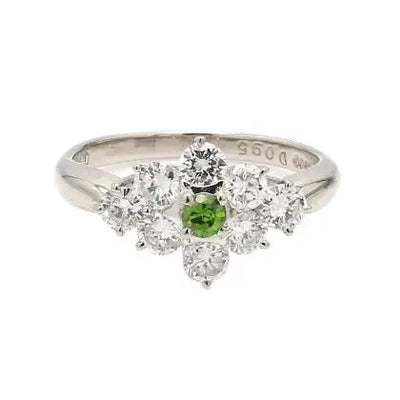Platinum Ring with Demantoid and Diamonds