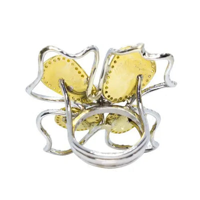 6.14ctw Yellow Diamond Slices Floral Dragonfly Ring