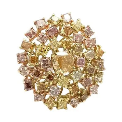 18k Three-Tone Diamond Cluster Ring