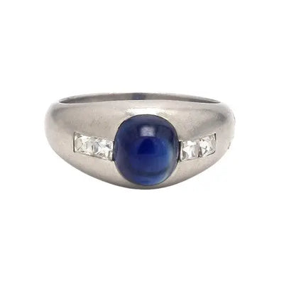 Shreve & Co. Double Cabochon Unheated Sapphire and Diamond Ring Sz.7.25