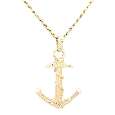 14k Yellow Gold Anchor Pendant Necklace