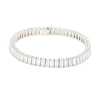 15.19ctw Emerald Cut Diamond Tennis Bracelet Platinum
