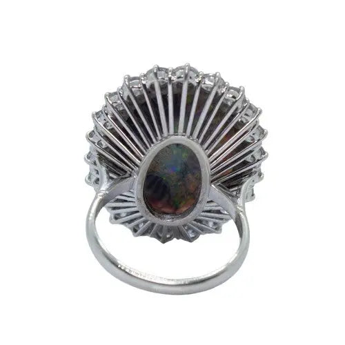 13ct Black Opal Ring with Diamonds GIA