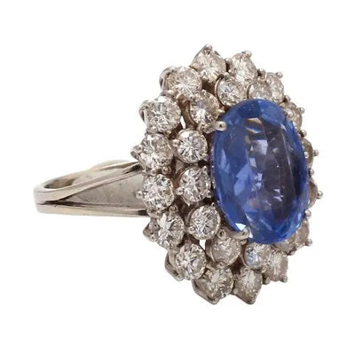 6.00ct Unheated Sapphire & Diamond Ring Sz. 7.5