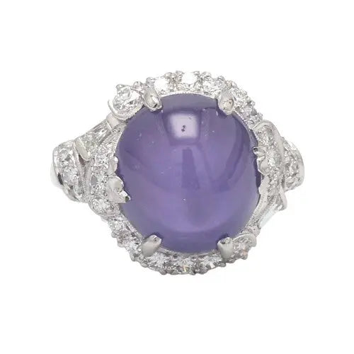 15.00ct Cabochon Purple Star Sapphire and Diamond Ring