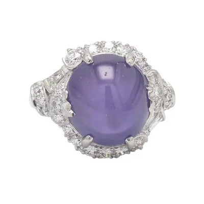 15.00ct Cabochon Purple Star Sapphire and Diamond Ring