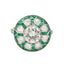 European Cut Diamond and French Cut Emerald Ring