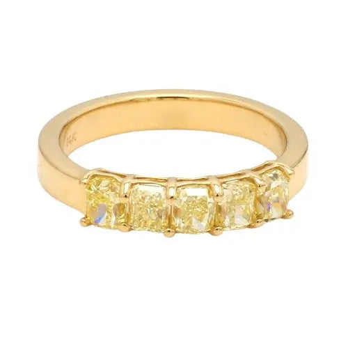 Radiant Fancy Intense Yellow Diamond Ring