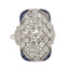 French and Old Mine Cut Diamond Ring with Sapphire Accents