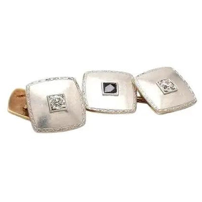 Platinum & 14k Gold Cufflinks with Sapphires and Diamonds