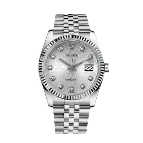 Rolex Datejust 36mm with Silver Jubilee Diamond Dial and Fluted Bezel - Goldstein Diamonds