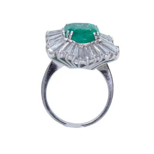 4.85ct Emerald-Cut Colombian Emerald with 4.00ctw Tapered Baguette Diamonds
