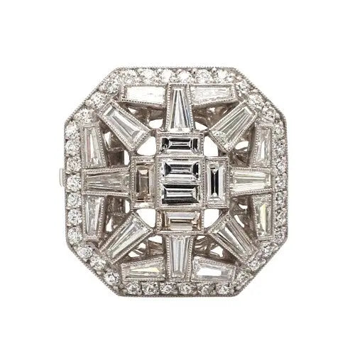 Platinum Estate 2.00ct Tapered Baguette Diamond Ring Sz. 7