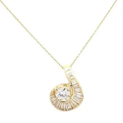18K Yellow Gold Necklace with Diamond Pendant