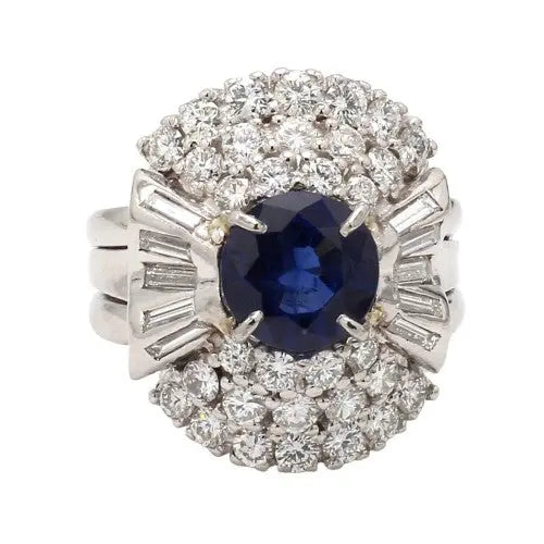 Blue Sapphire & Diamond Estate Ring Sz. 6.5
