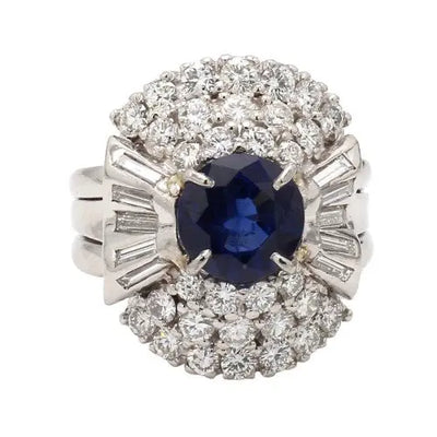 Blue Sapphire & Diamond Estate Ring Sz. 6.5