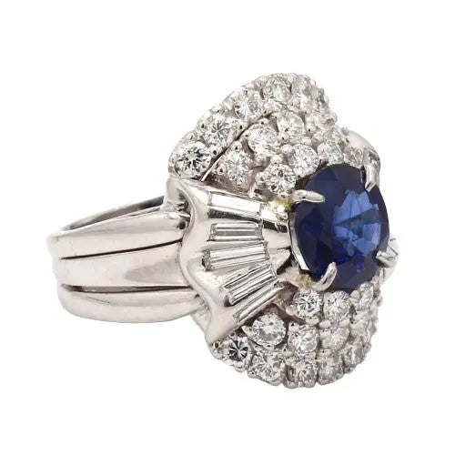 Blue Sapphire & Diamond Estate Ring Sz. 6.5