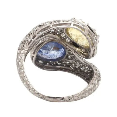 Platinum Estate Sapphire & Diamond Snake Ring Sz. 6.75