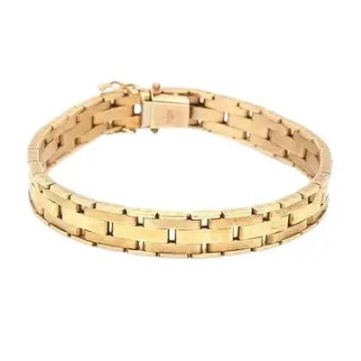 14k Yellow Gold Bracelet with Brink Pattern Links