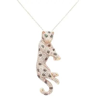 Effy Panther 14K Rose Gold Necklace with Diamonds