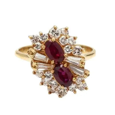 18k Yellow Gold Ring with Rubies and Diamonds