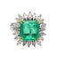 Square Emerald 14K Ring with Marquise Diamond Accents