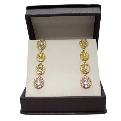 Rose Cut and Fancy Yellow Diamond Drop Earrings
