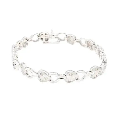 18K White Gold Hearts Bracelet with Diamonds