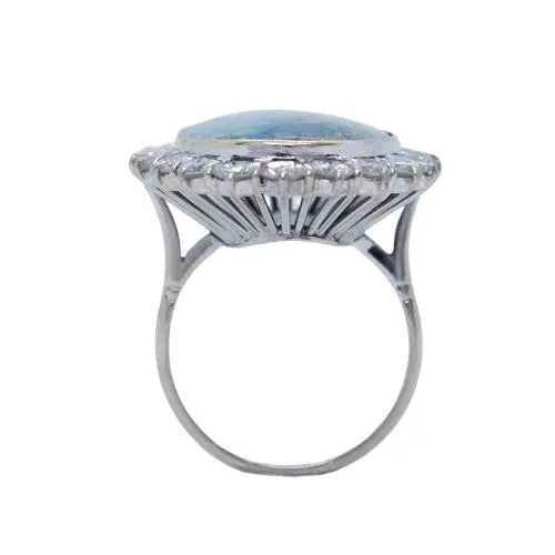 13ct Black Opal Ring with Diamonds GIA